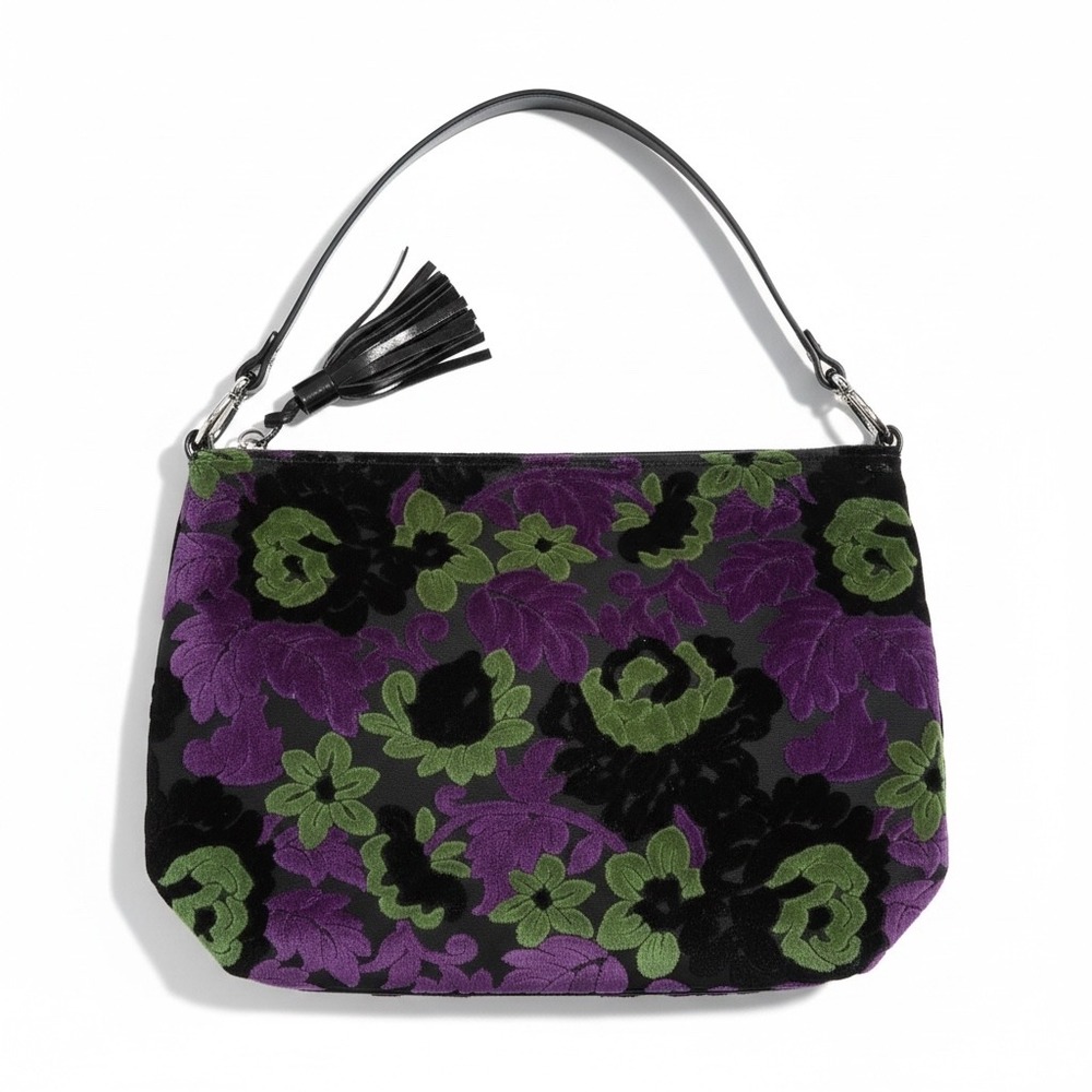 Glenda Gies Emma Chenille and Leather Shoulder Bag